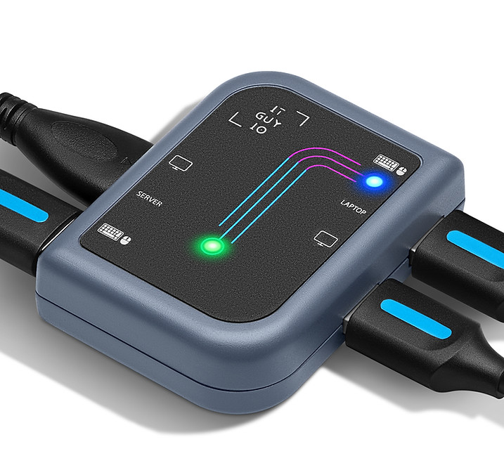 ServerConnect Pro KVM hardware connected to a laptop